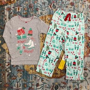 Carter's toddler red green ice skate winter Merry & Bright Christmas pajamas 5T